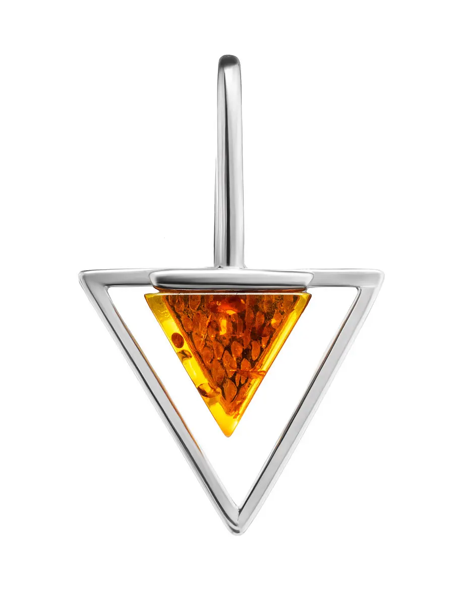картинка Небольшая подвеска с треугольной вставкой из натурального янтаря «Триада» в онлайн магазине