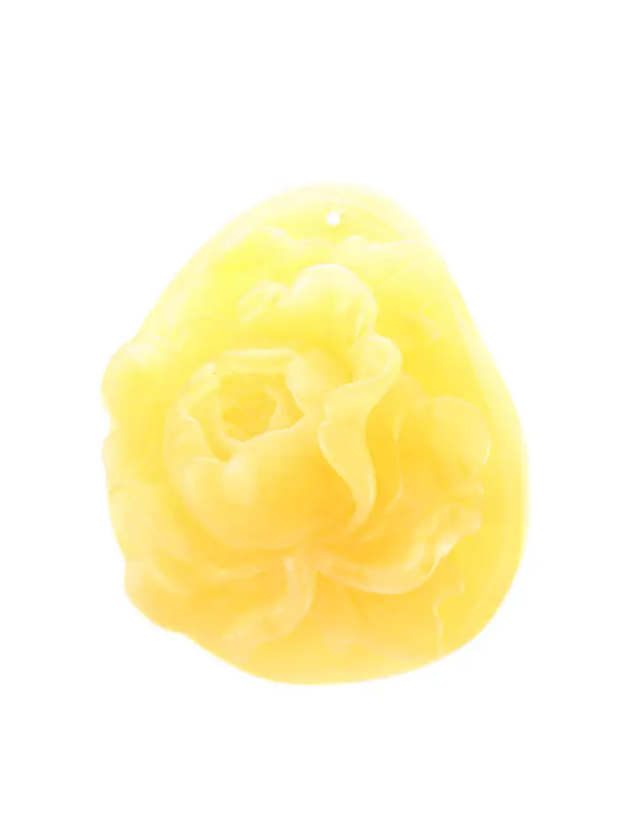 картинка Сувенир-резьба из натурального пейзажного медового янтаря «Пионы» в онлайн магазине