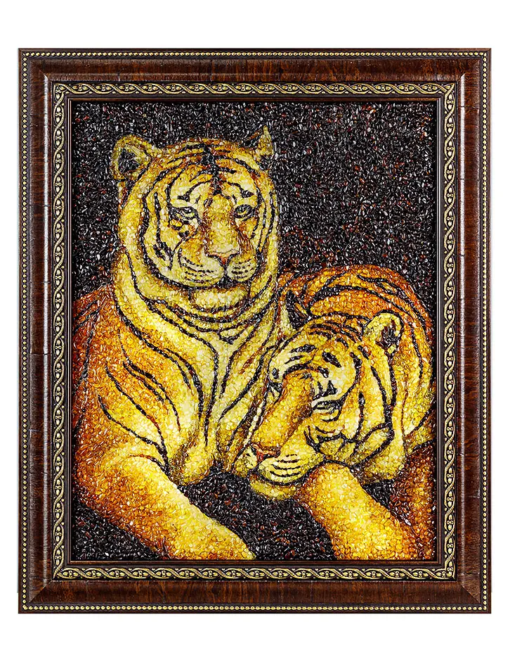 картинка Картина из натурального балтийского янтаря «Тигры» в онлайн магазине