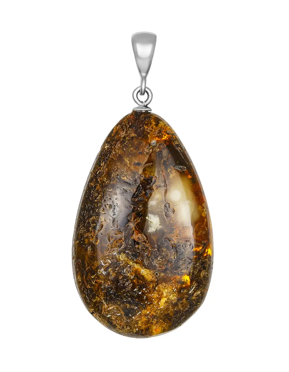 картинка Подвеска-капелька из натурального текстурного янтаря «Помпеи» в онлайн магазине