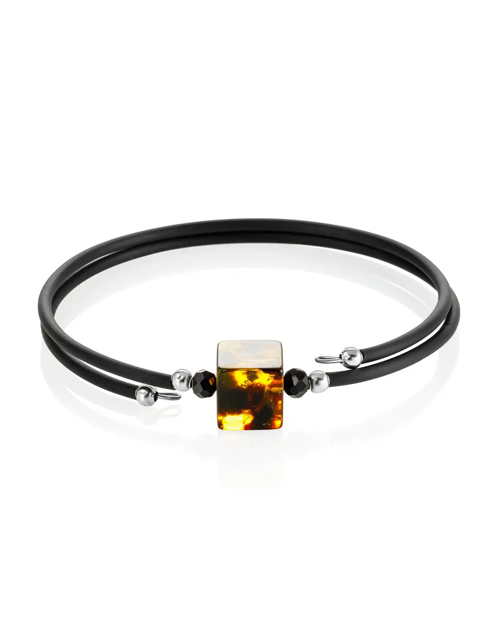 картинка Браслет на силиконовом обруче с натуральным янтарём «Оклахома» в онлайн магазине