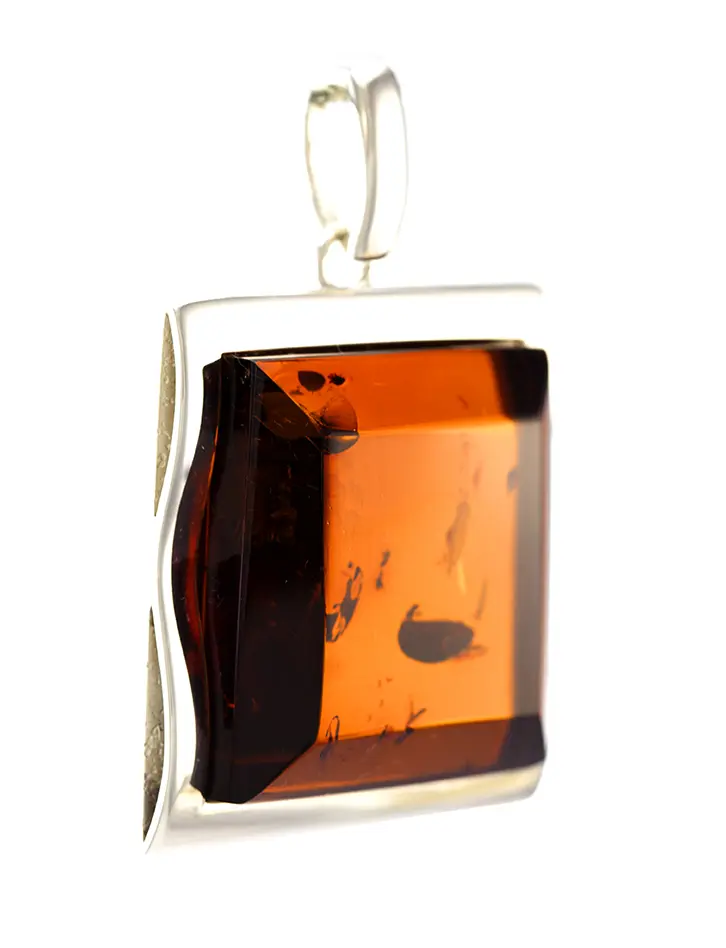 картинка Крупная эффектная подвеска из натурального балтийского янтаря и серебра «Жаклин» в онлайн магазине