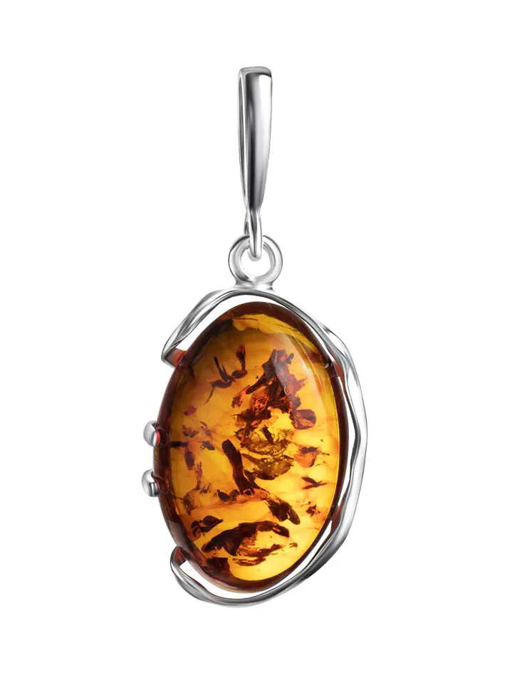 картинка Нарядная подвеска из натурального янтаря яркого коньячного цвета «Вивальди» крупная в онлайн магазине
