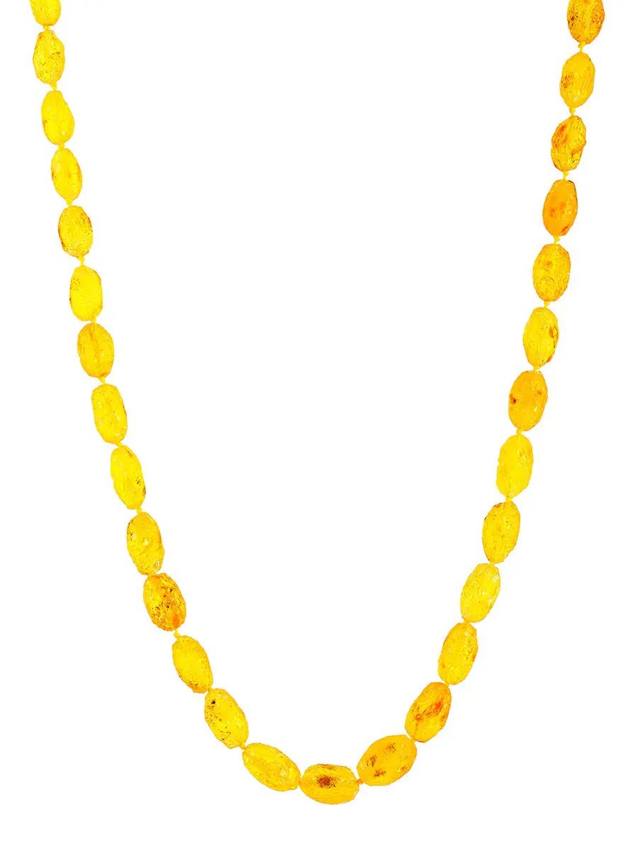картинка Бусы с лечебным эффектом из натурального лимонного янтаря «Оливка кусанка» в онлайн магазине