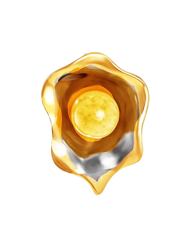 картинка Яркий кулон из серебра в позолоте, украшенный медовым  янтарём «Турандот» в онлайн магазине