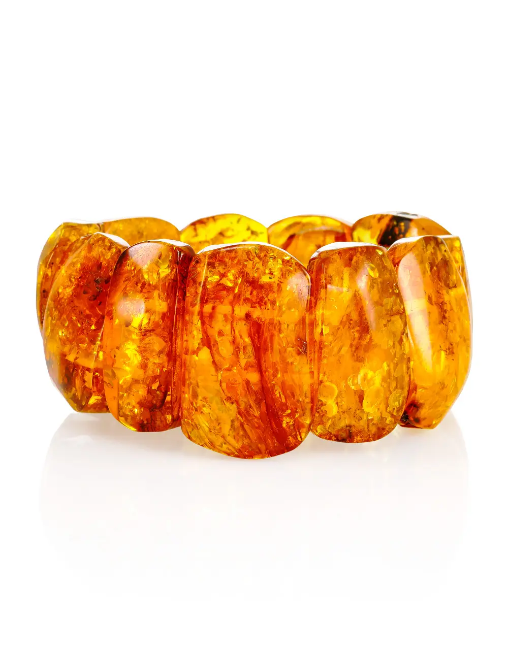 картинка Браслет из цельного янтаря с искрящейся текстурой «Помпеи» в онлайн магазине
