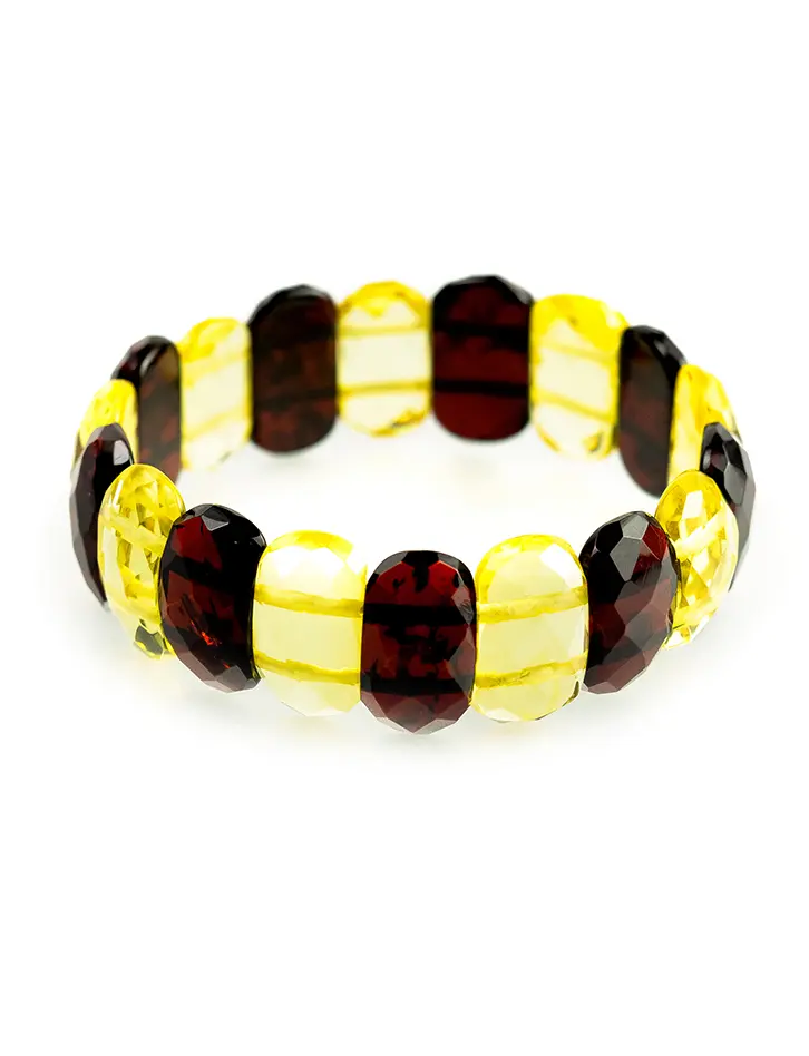 картинка Плоский браслет из натурального янтаря «Пестрые двухцветные грани» в онлайн магазине
