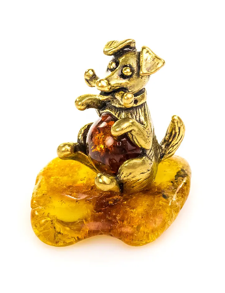 картинка Сувенирная собачка с натуральным балтийским янтарём в онлайн магазине