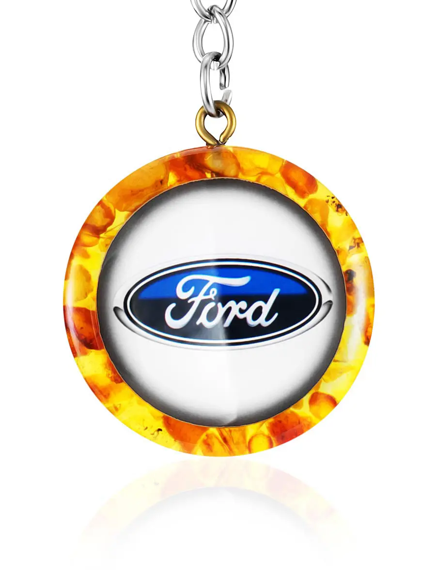 картинка Брелок для автомобиля с натуральным янтарём «Форд» в онлайн магазине