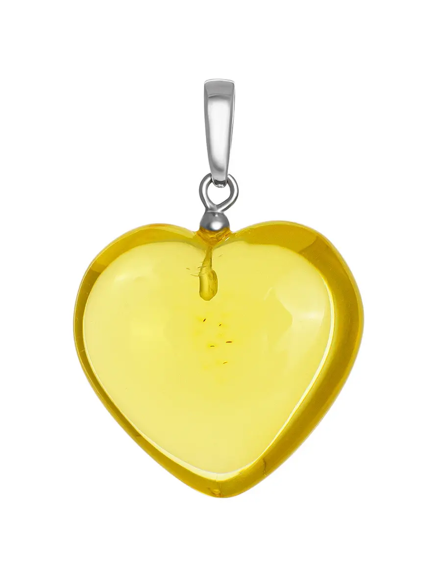 картинка Кулон из натурального янтаря «Сердце прозрачное лимонное» в онлайн магазине