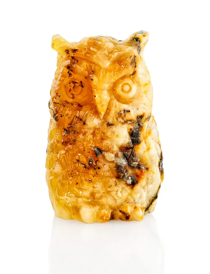 картинка Резная сувенирная фигурка из натурального балтийского янтаря «Сова» в онлайн магазине