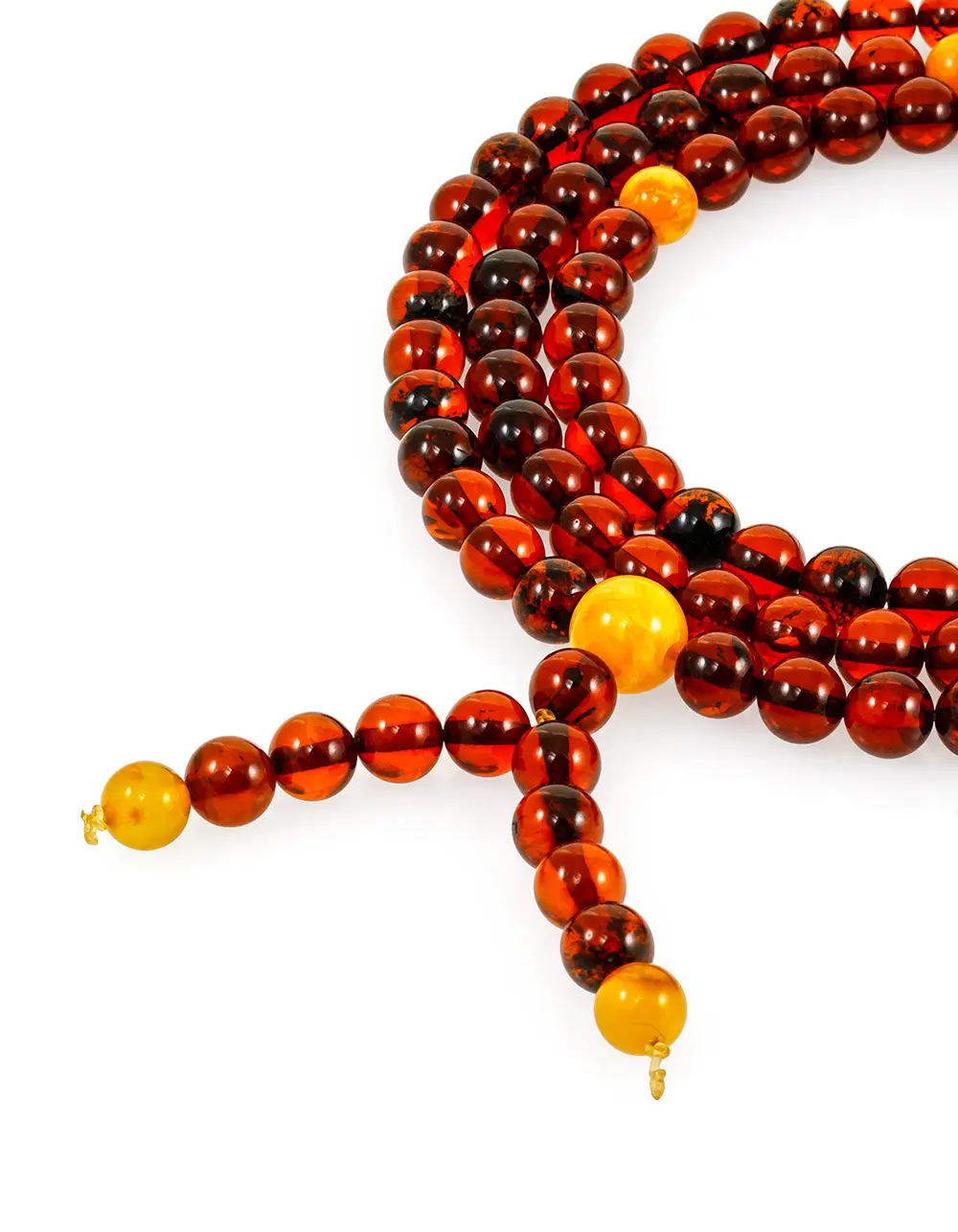 картинка Буддистские чётки-мала из натурального янтаря цвета вишни и мёда в онлайн магазине