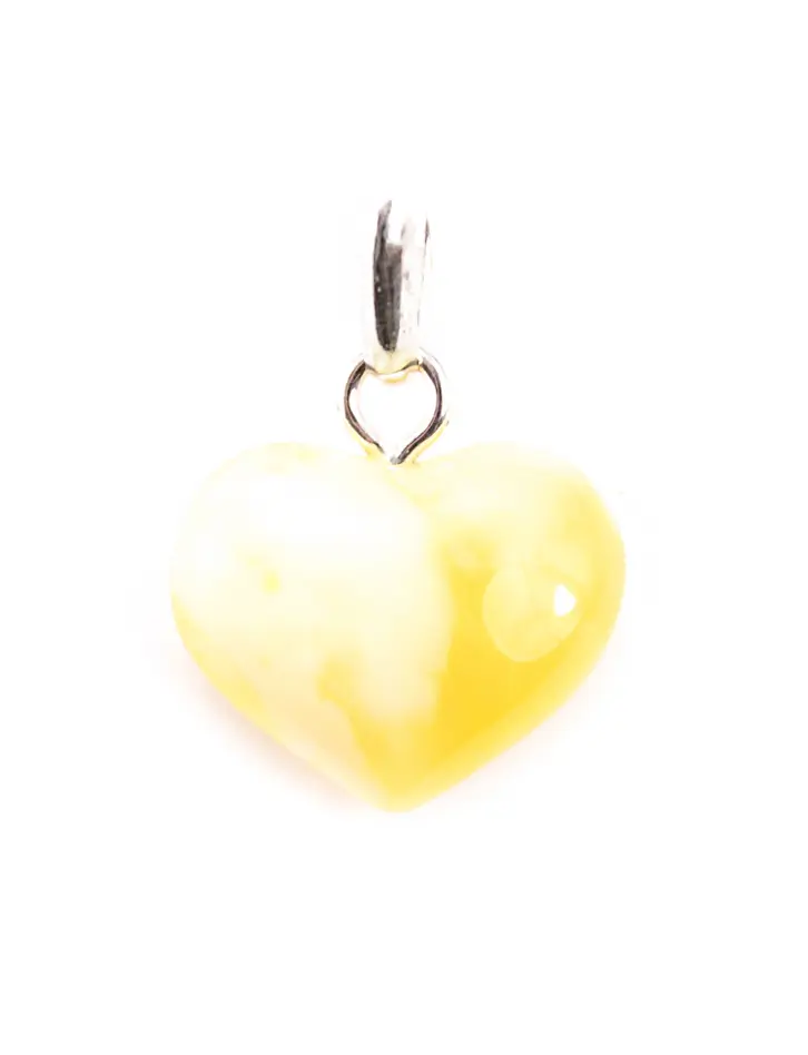 картинка Кулон-сердечко из цельного балтийского янтаря медово-молочный в онлайн магазине