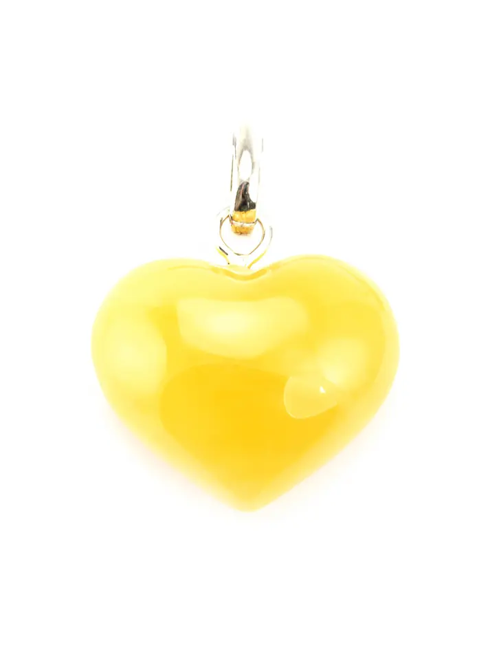 картинка Подвеска-сердечко из натурального балтийского янтаря медового цвета в онлайн магазине