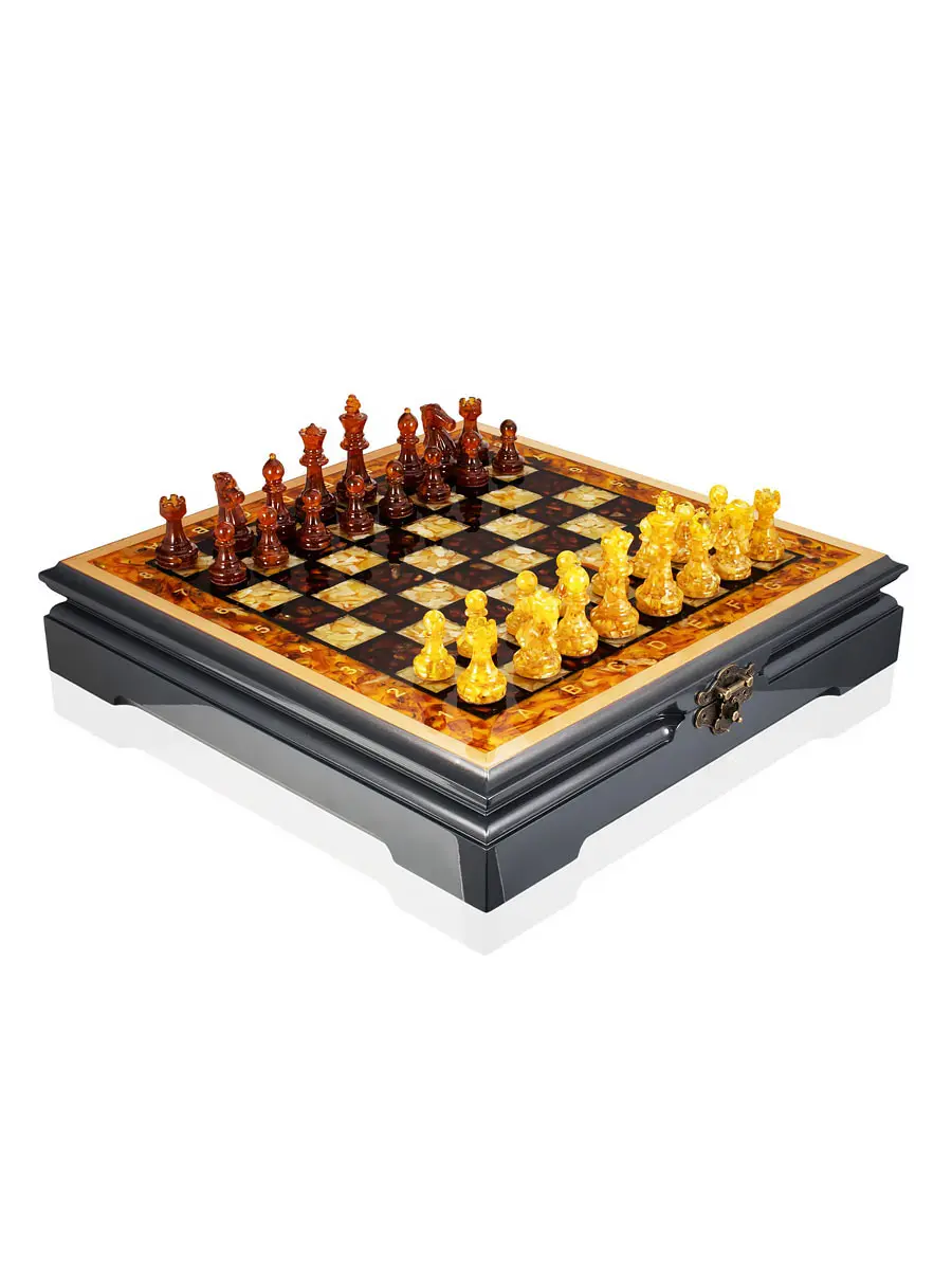 картинка Роскошный шахматный набор из дерева и натурального янтаря в онлайн магазине