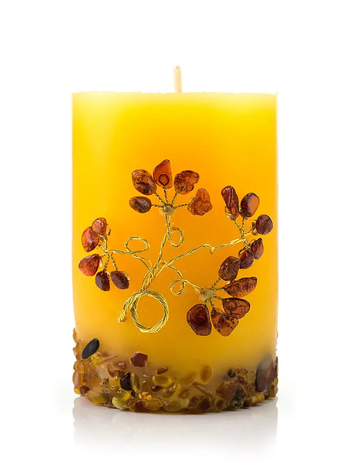 картинка Интерьерная свеча, декорированная натуральным балтийским янтарём в онлайн магазине