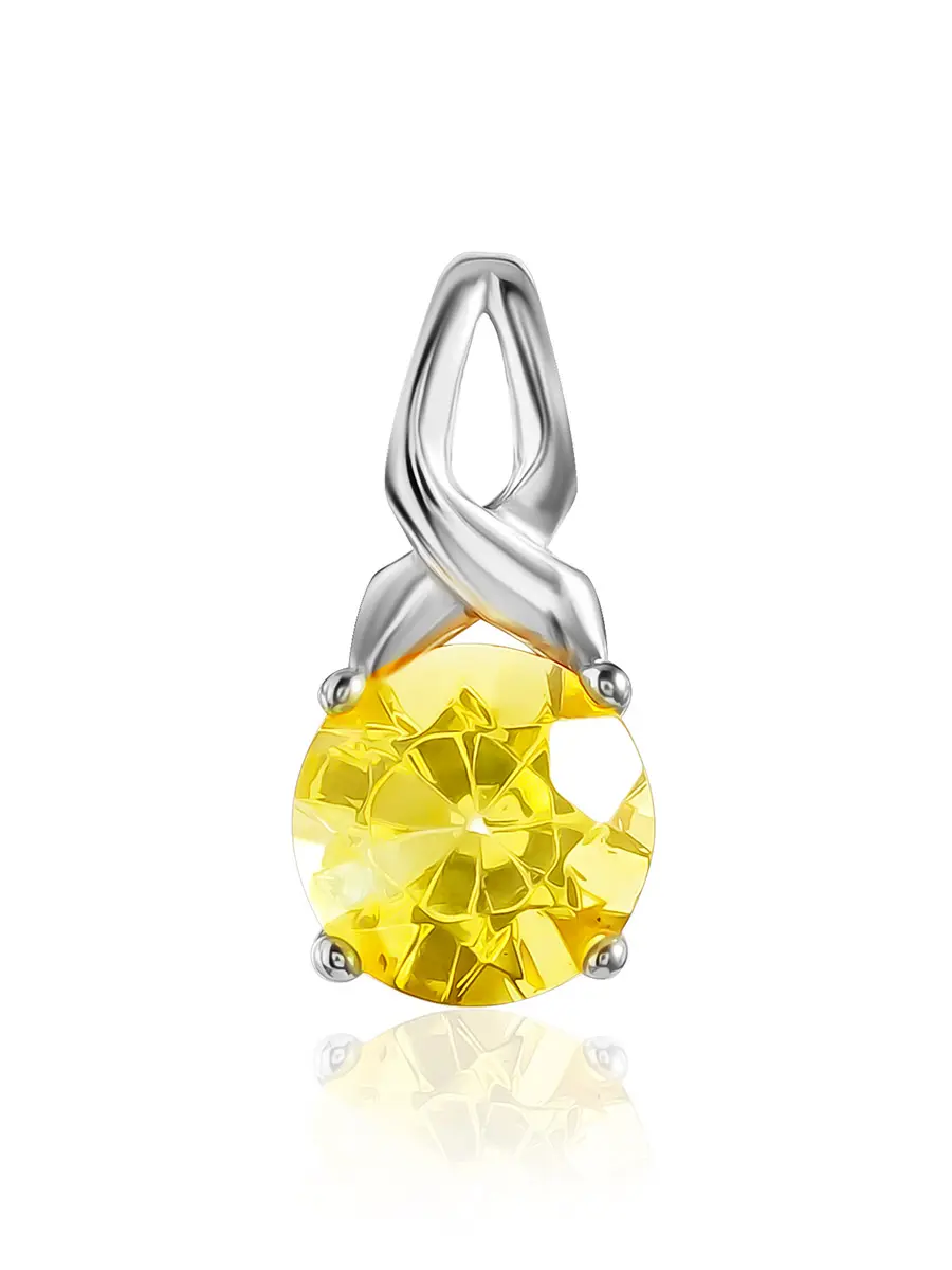 картинка Подвеска «Баккара» из натурального лимонного янтаря с алмазной огранкой в онлайн магазине