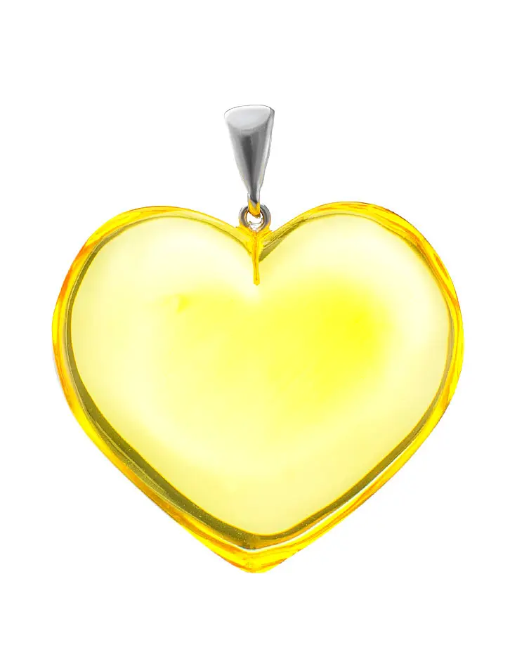 картинка Великолепная крупная подвеска из натурального лимонного янтаря «Сердце» в онлайн магазине