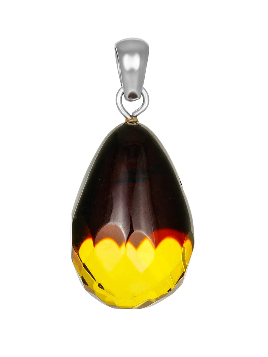картинка Яркая подвеска «Капля алмазная» из натурального гранёного янтаря в онлайн магазине