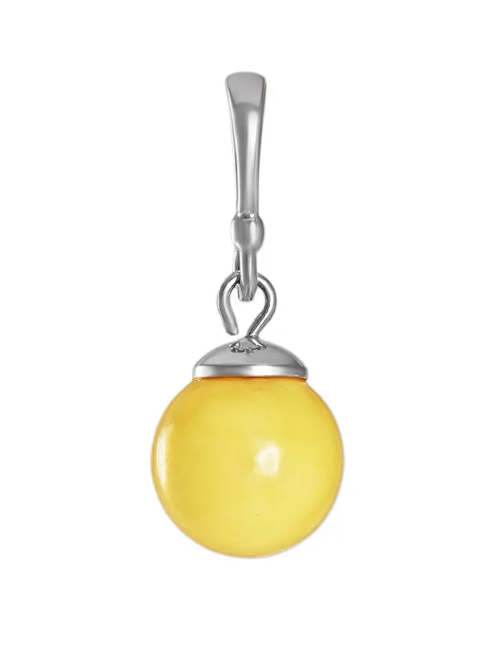 картинка Миниатюрная подвеска-шарик из натурального медового янтаря с серебром «Юпитер» в онлайн магазине