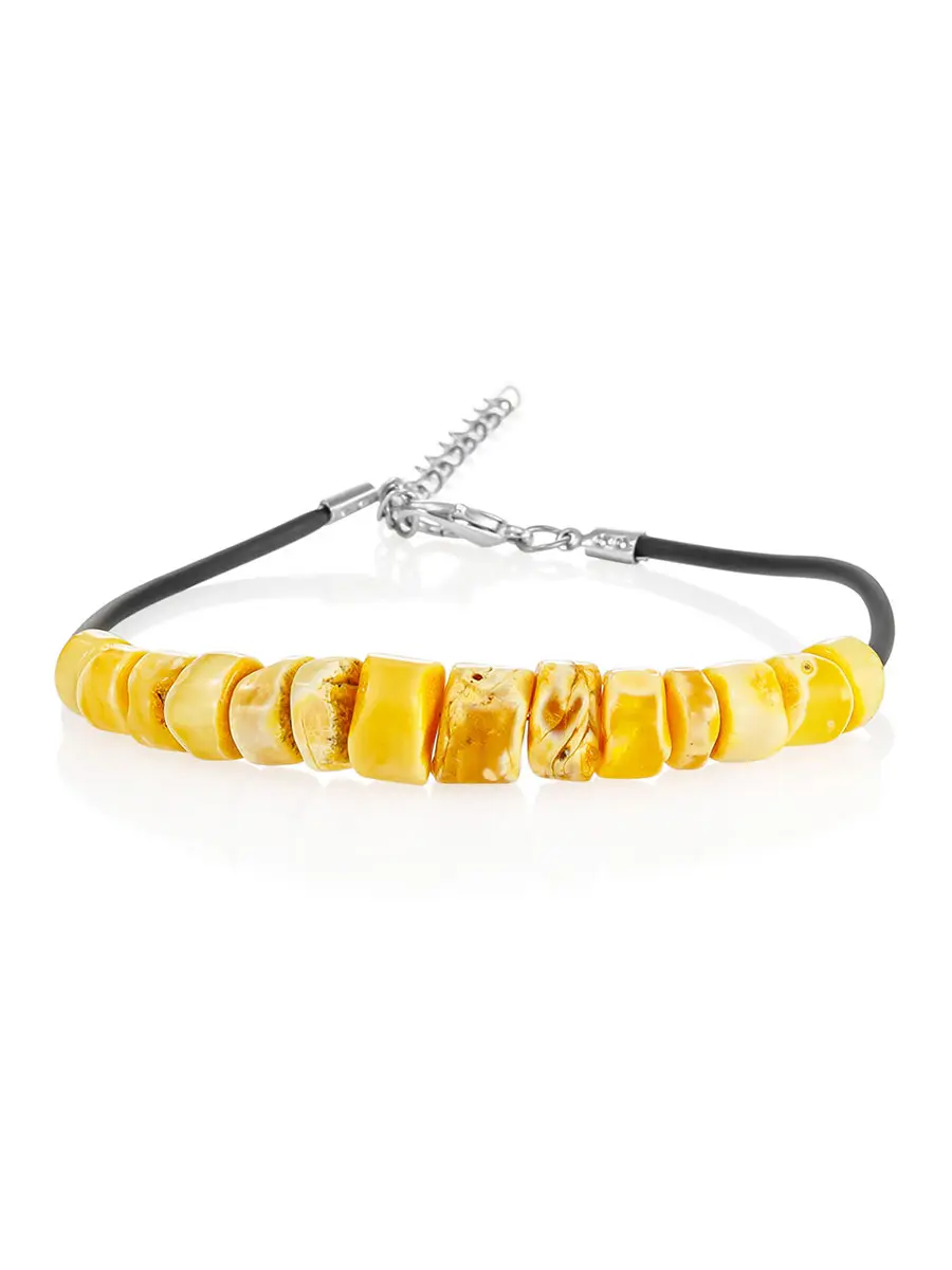 картинка Эксклюзивный браслет ручной работы из балтийского янтаря «Шайбы» в онлайн магазине