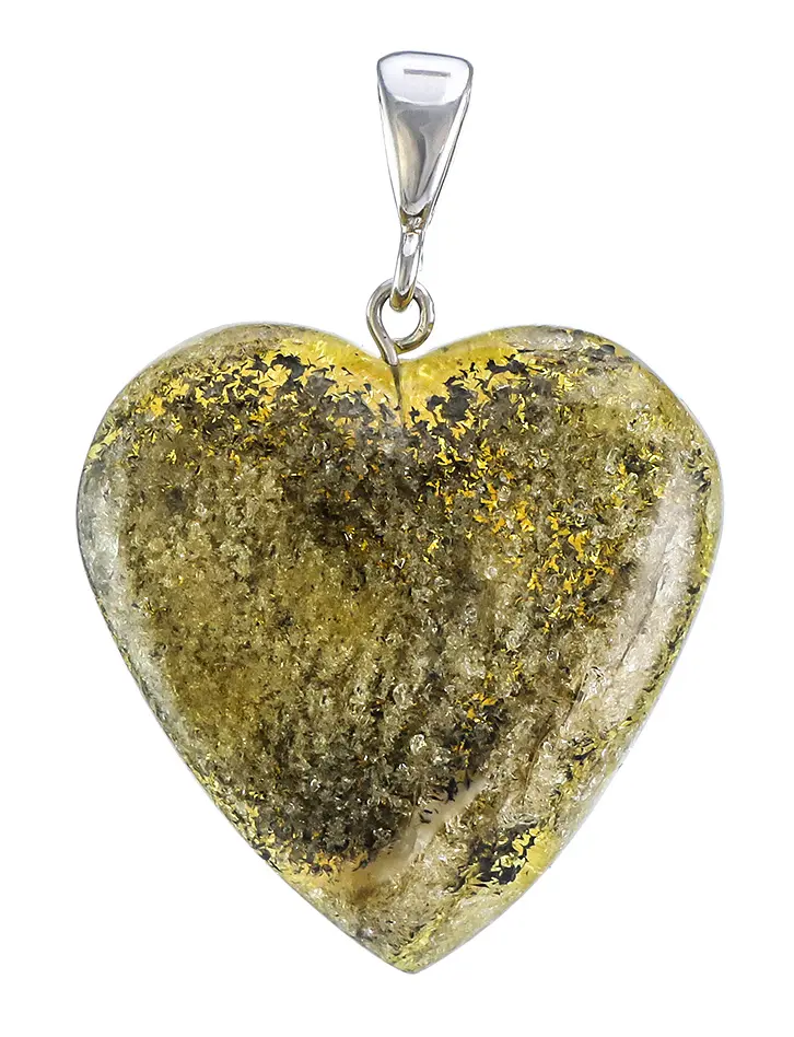 картинка Подвеска в форме сердца из натурального балтийского янтаря с уникальной текстурой в онлайн магазине