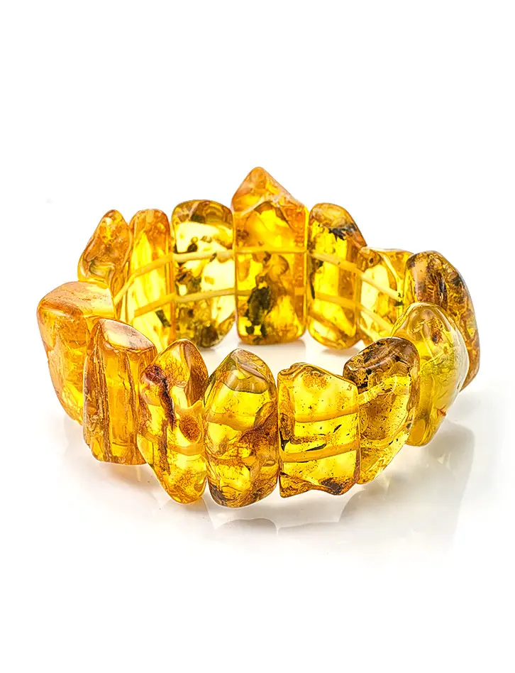картинка Браслет из цельного балтийского янтаря золотистого цвета «Помпеи» в онлайн магазине