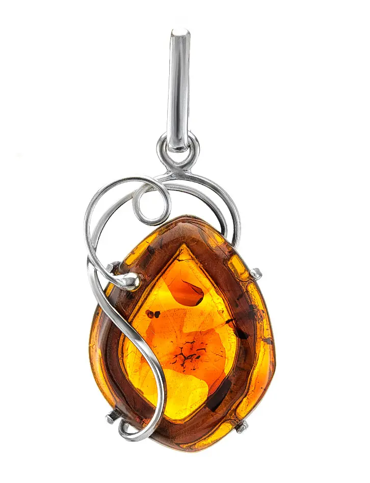 картинка Изящная подвеска из натурального цельного янтаря в серебре «Риальто» в онлайн магазине