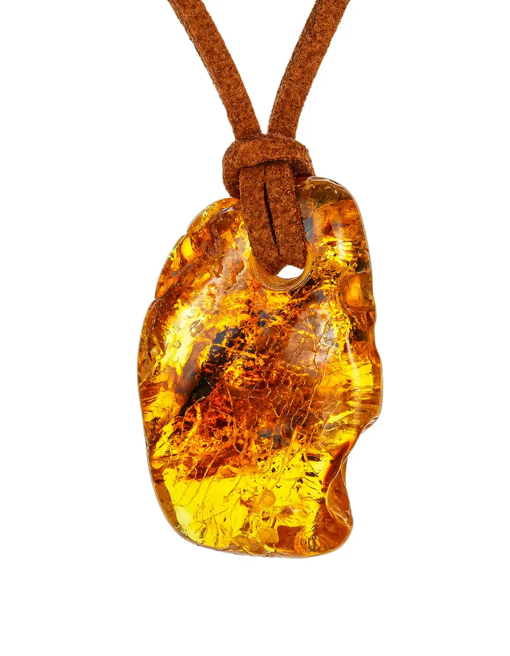 картинка Подвеска из янтаря природной формы на шнурке в онлайн магазине