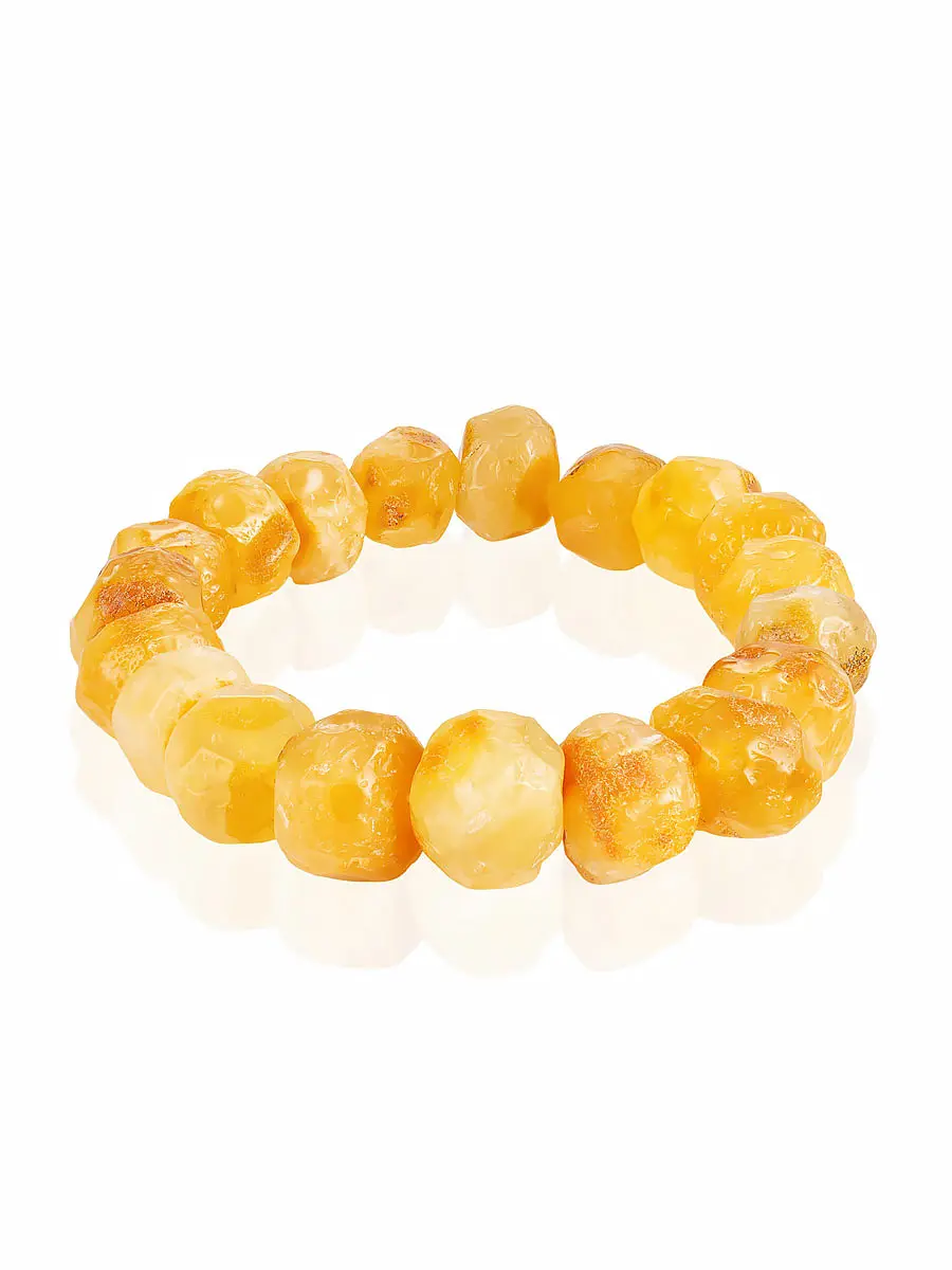 картинка Браслет из натурального янтаря с лечебным эффектом «Кусанка медовая крупная» в онлайн магазине