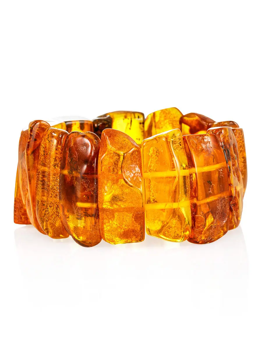 картинка Эффектный яркий браслет из текстурированного балтийского янтаря «Помпеи» в онлайн магазине