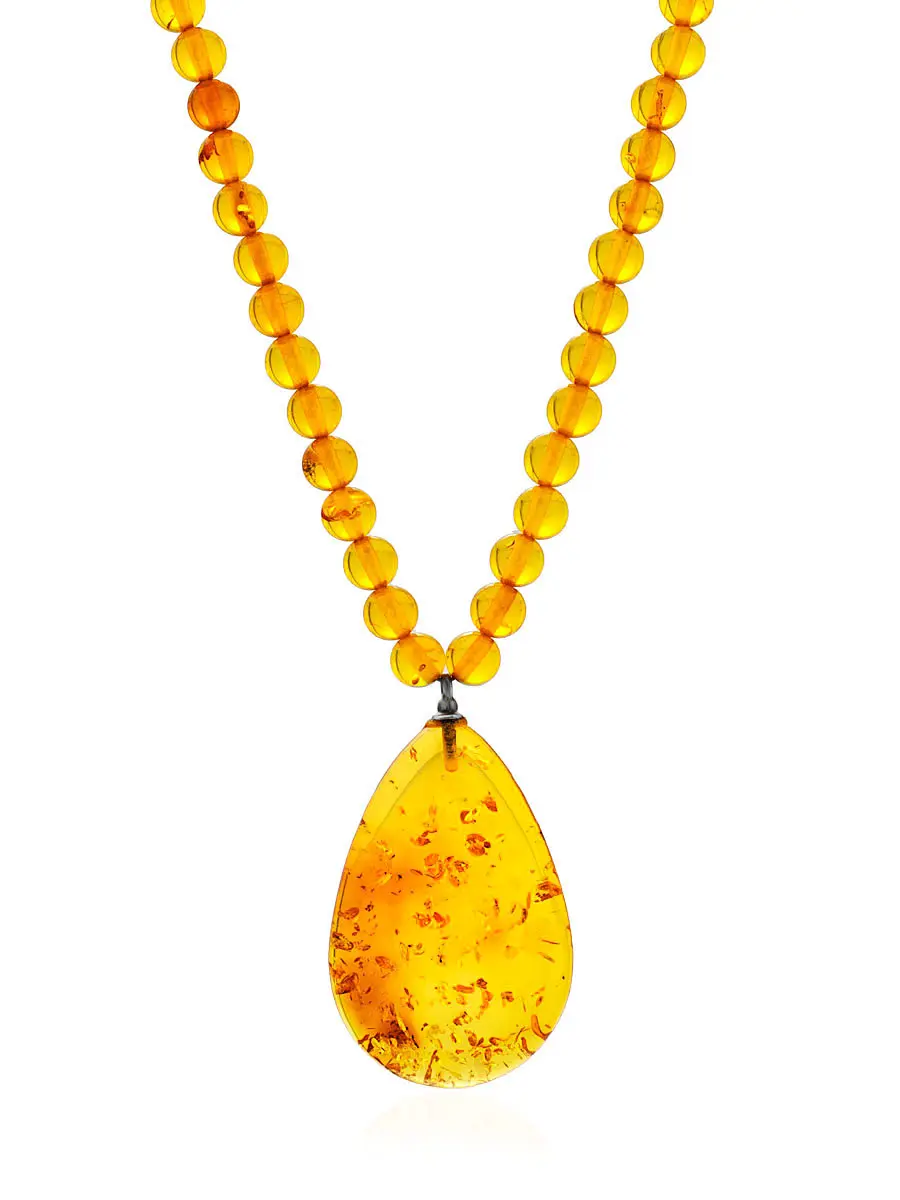 картинка Яркое ожерелье «Лаура» из натурального золотистого янтаря в онлайн магазине
