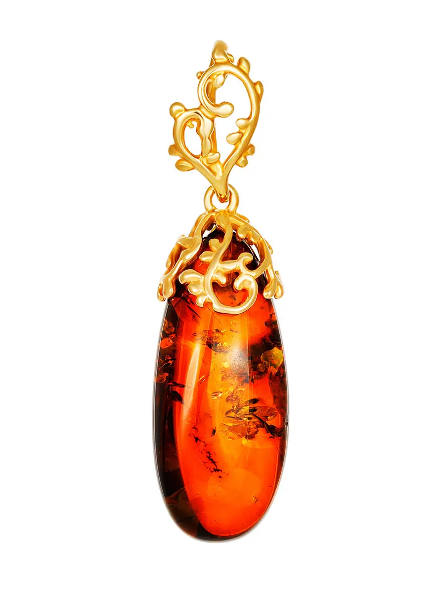 картинка Яркий кулон из натурального красно-коричневого янтаря «Версаль» в онлайн магазине