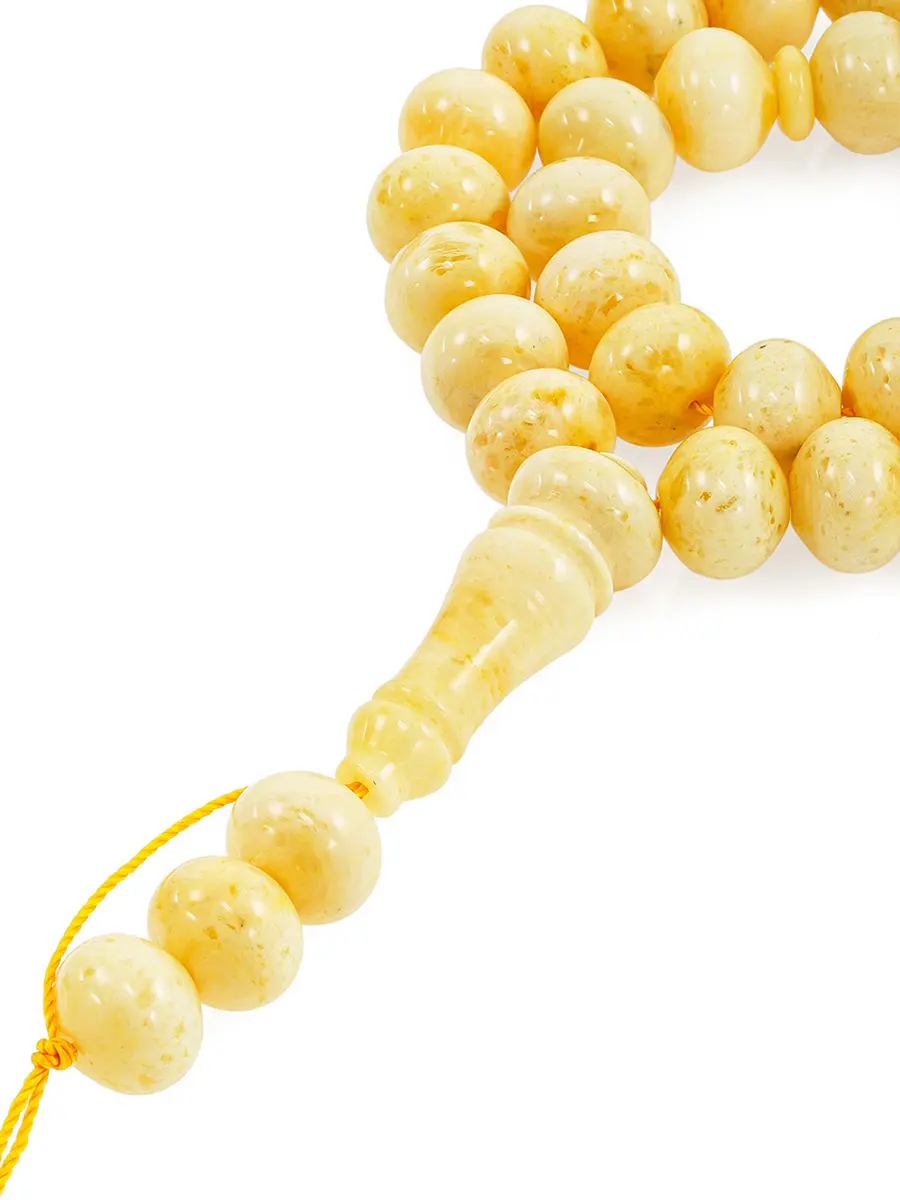 картинка Янтарные чётки из 33 бусин необычной формы в онлайн магазине