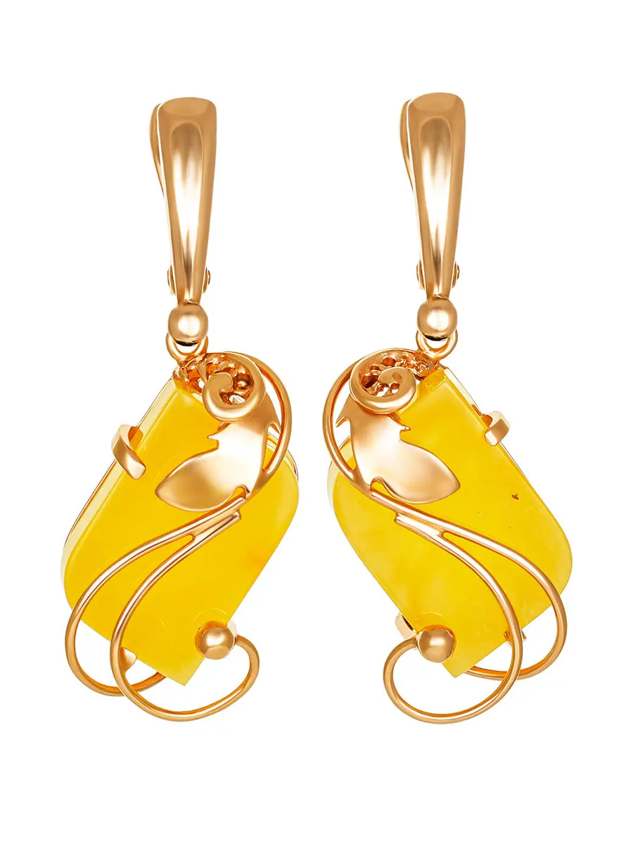 картинка Изысканные серьги из медового янтаря «Версаль» в онлайн магазине