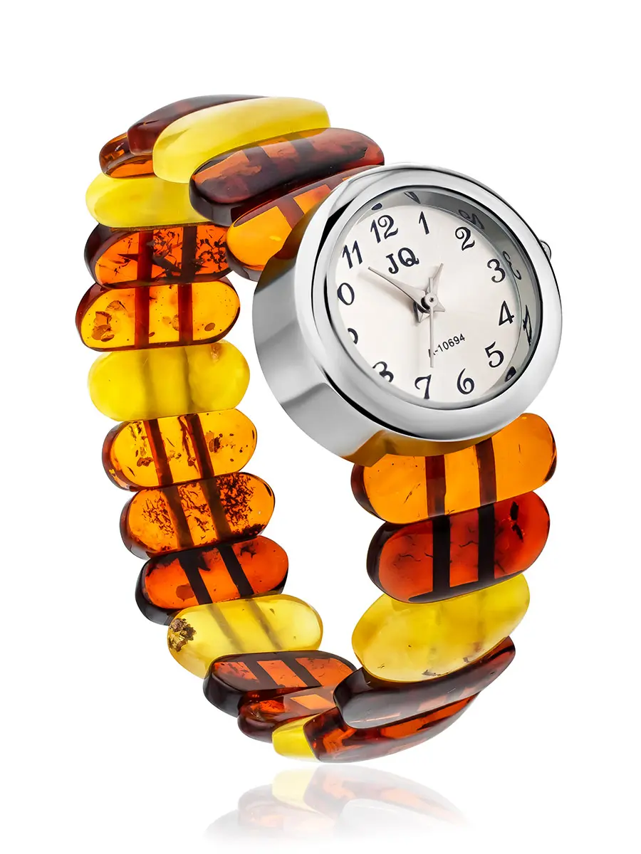 картинка Наручные часы с ремешком из натурального янтаря разных оттенков в онлайн магазине