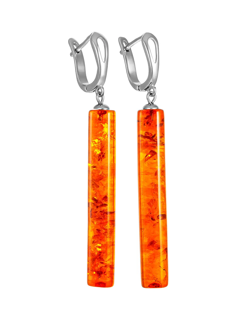 картинка Невероятные удлинённые серьги из коньячного янтаря «Скандинавия» в онлайн магазине