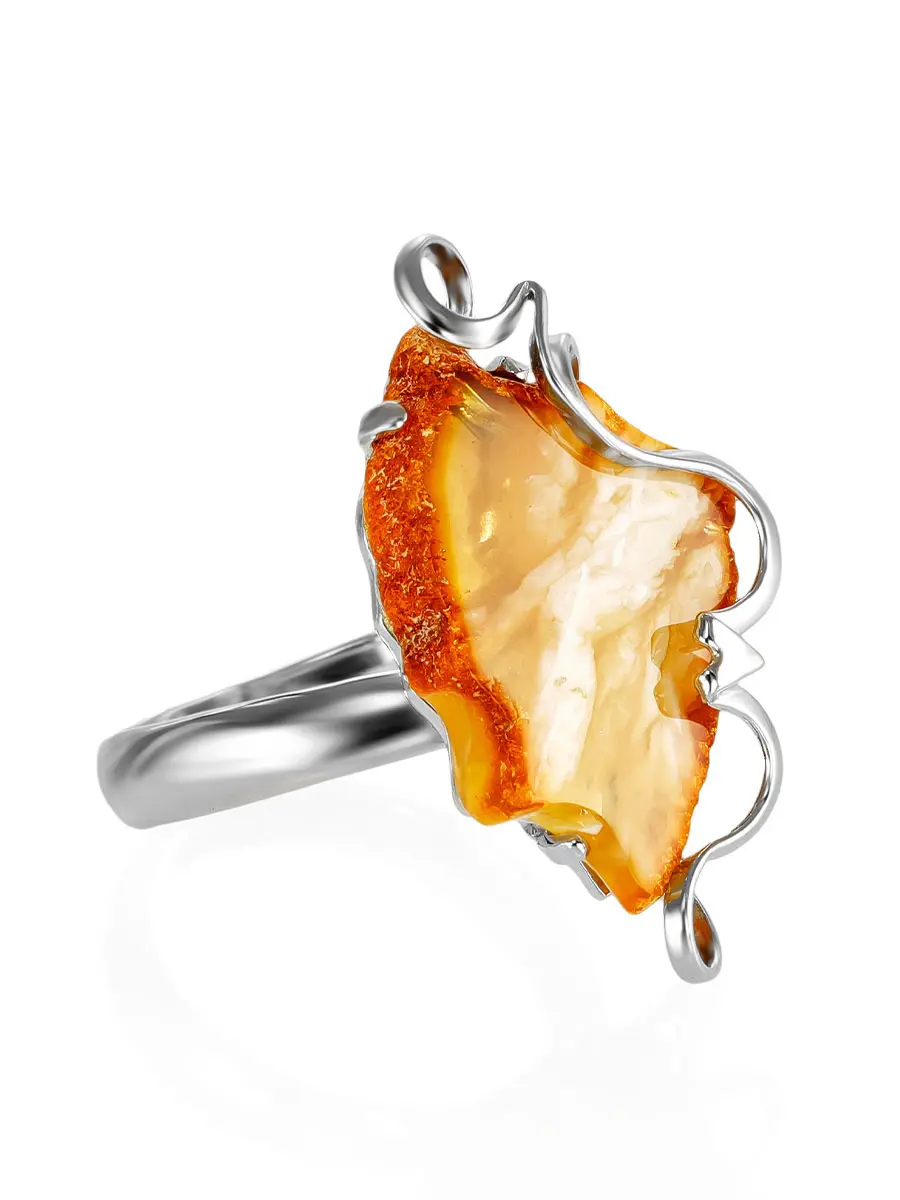 картинка Серебряное кольцо с живописной янтарной вставкой «Риальто» в онлайн магазине