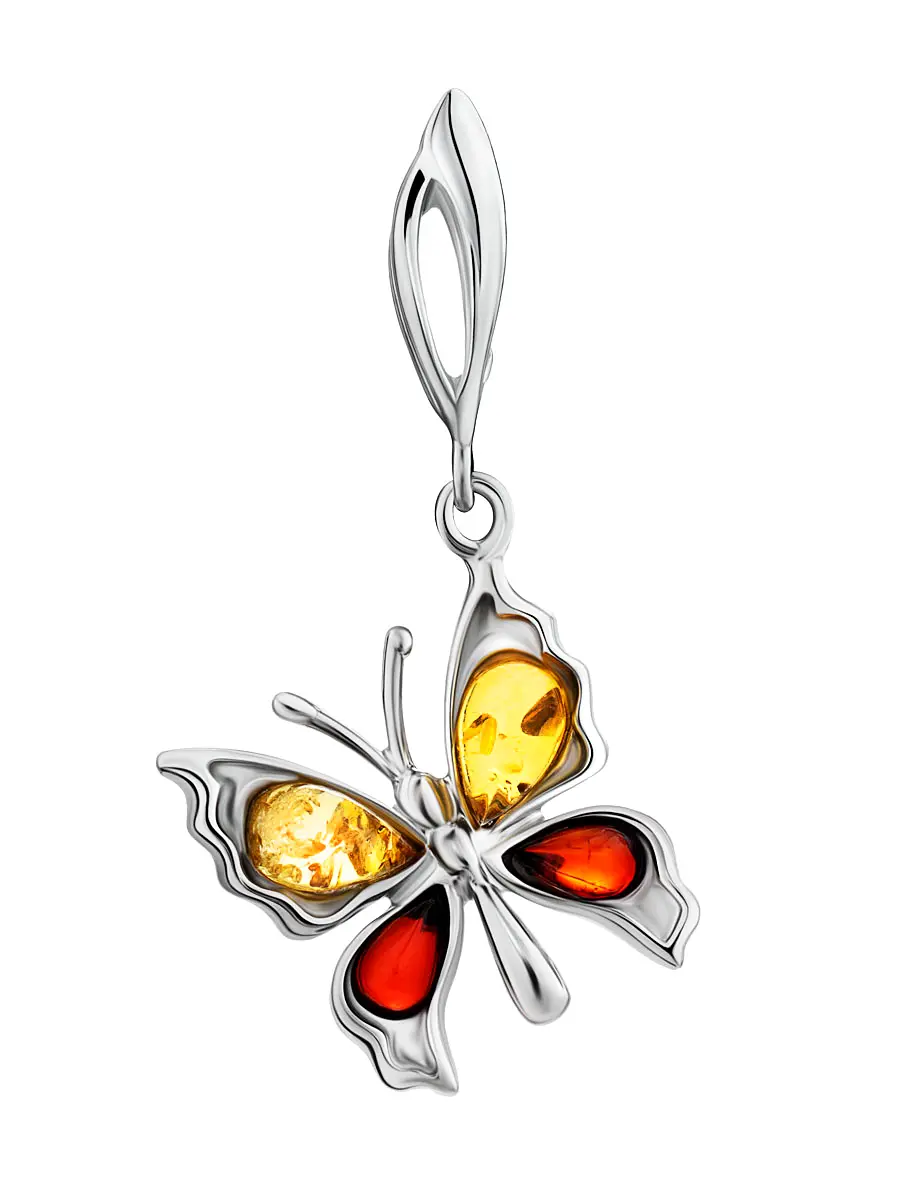 картинка Нежный серебряный кулон с натуральным балтийским янтарём двух цветов «Апрель» в онлайн магазине
