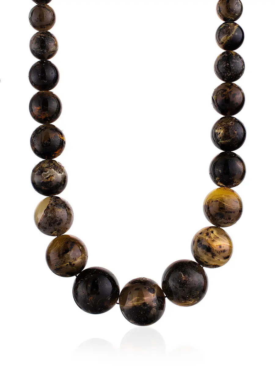 картинка Роскошное ожерелье из уникального балтийского янтаря «Метеорит полированный текстурный» в онлайн магазине