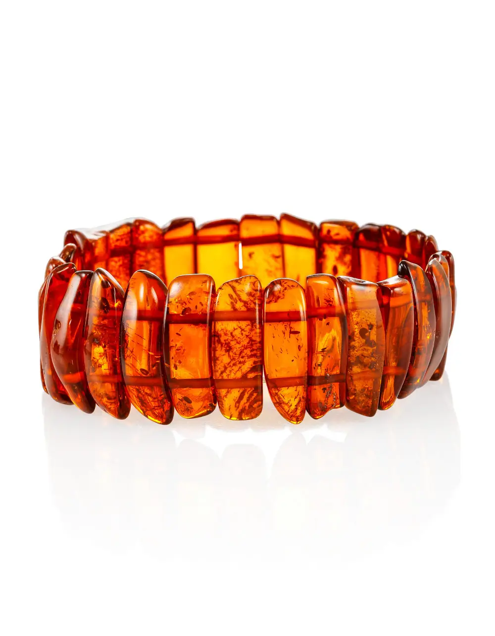 картинка Плоский браслет из натурального янтаря яркого коньячного цвета в онлайн магазине