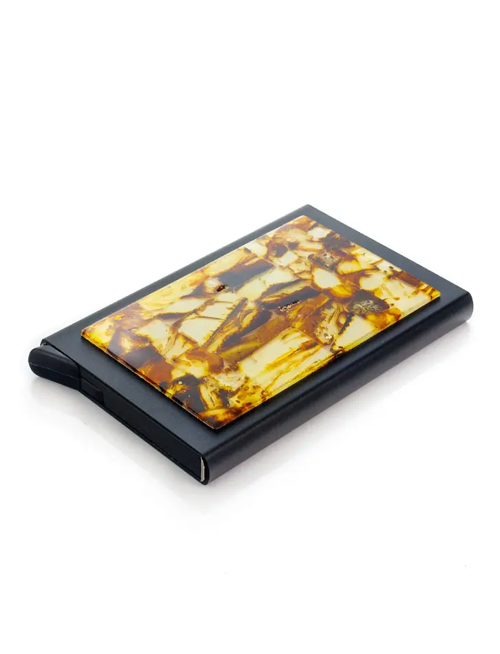 картинка Холдер для визитных карточек, украшенный натуральным янтарём в онлайн магазине
