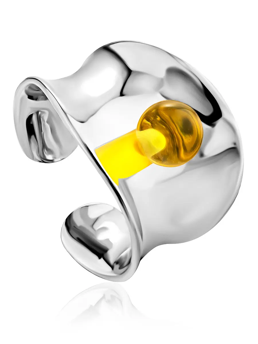 картинка Широкое серебряное кольцо с натуральным янтарём Palazzo от ifamore™ в онлайн магазине