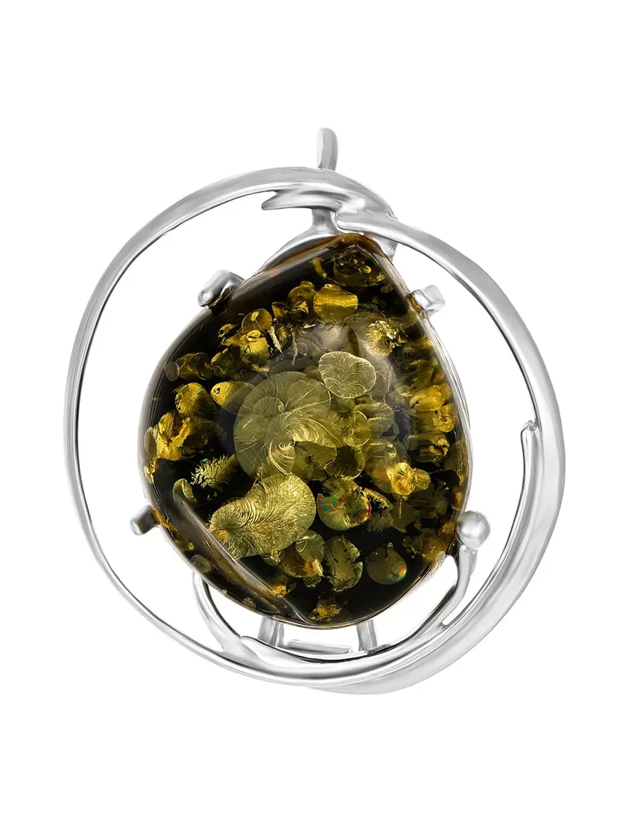 картинка Брошь-кулон «Риальто» из натурального зелёного балтийского янтаря в онлайн магазине
