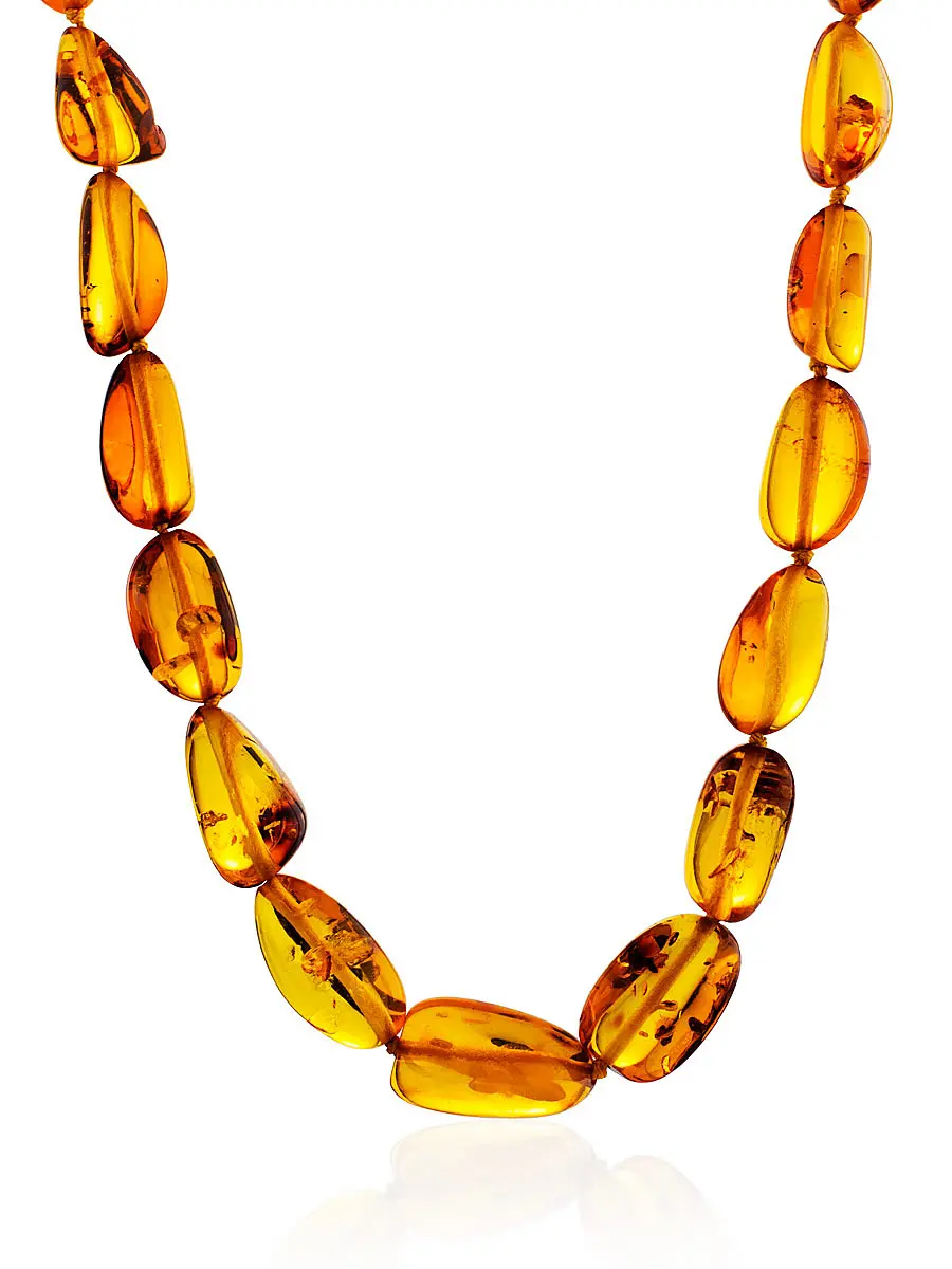 картинка Бусы из натурального прозрачного янтаря светлого коньячного оттенка «Оливка золотистая» в онлайн магазине
