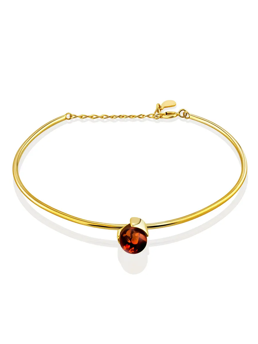 картинка Стильный браслет-обруч Palazzo из золочёного серебра и янтаря от ifamore™ в онлайн магазине