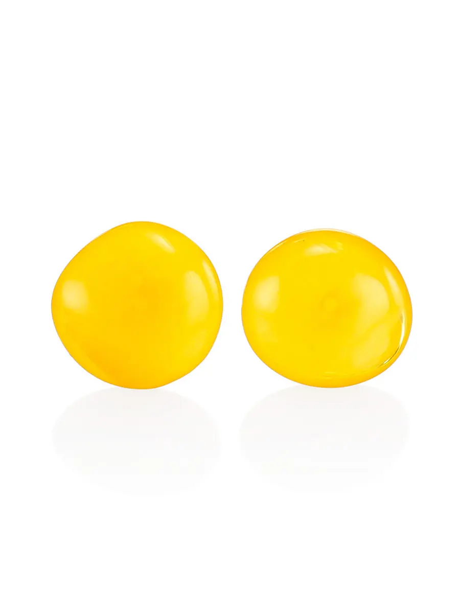 картинка Серьги-гвоздики из полупрозрачного ярко-медового цвета «Пуговки» в онлайн магазине