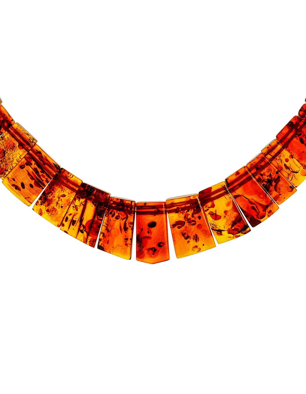 картинка Плоское колье из натурального коньячного янтаря в онлайн магазине