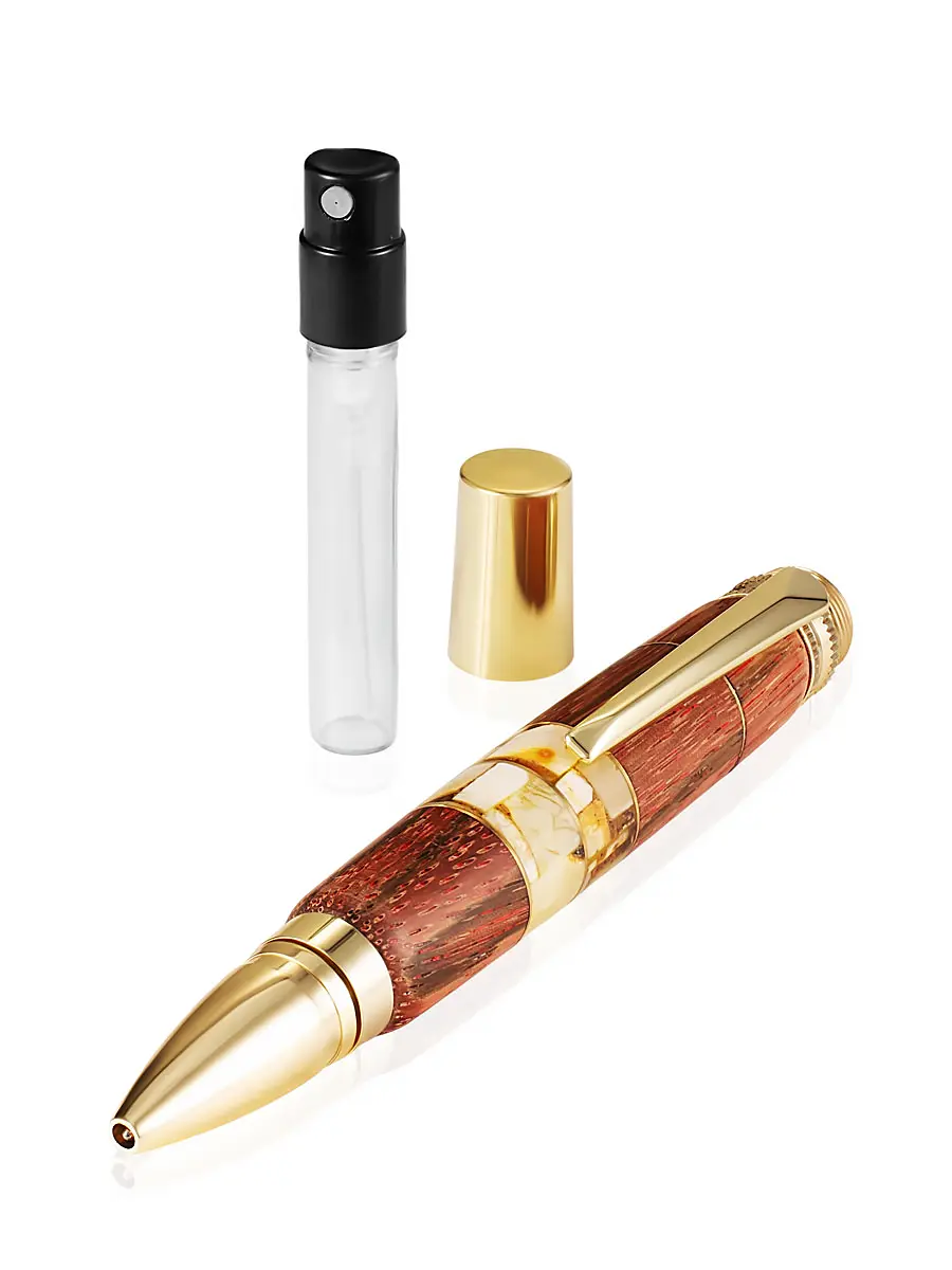 картинка Ручка из натурального дерева и балтийского янтаря c атомайзером в онлайн магазине