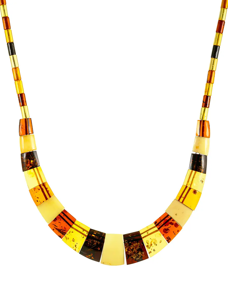картинка Стильное плоское колье из натурального янтаря «Египет» в онлайн магазине
